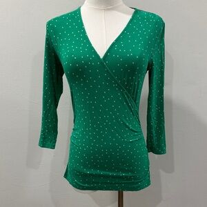 Boden Green Polka Dot Surplice Top – Size 6P